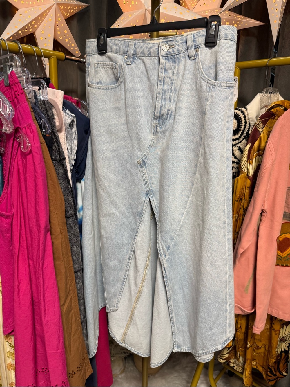 Free People We the Free Aquarius Denim Maxi Skirt-Frostwire - Picture 8 of 9